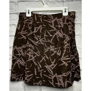 Lord & Taylor 100% silk brown tan short skirt skort size petite small